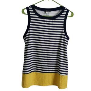 VENUS Women's Striped/Colorblock Tank Top Navy + White +Yellow Size Medium